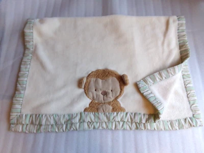 Monkey KIDSLINE Manta Bebé Niños Suave Marrón Verde Terciopelo Rayas Borde Minky Foto 1 de 4