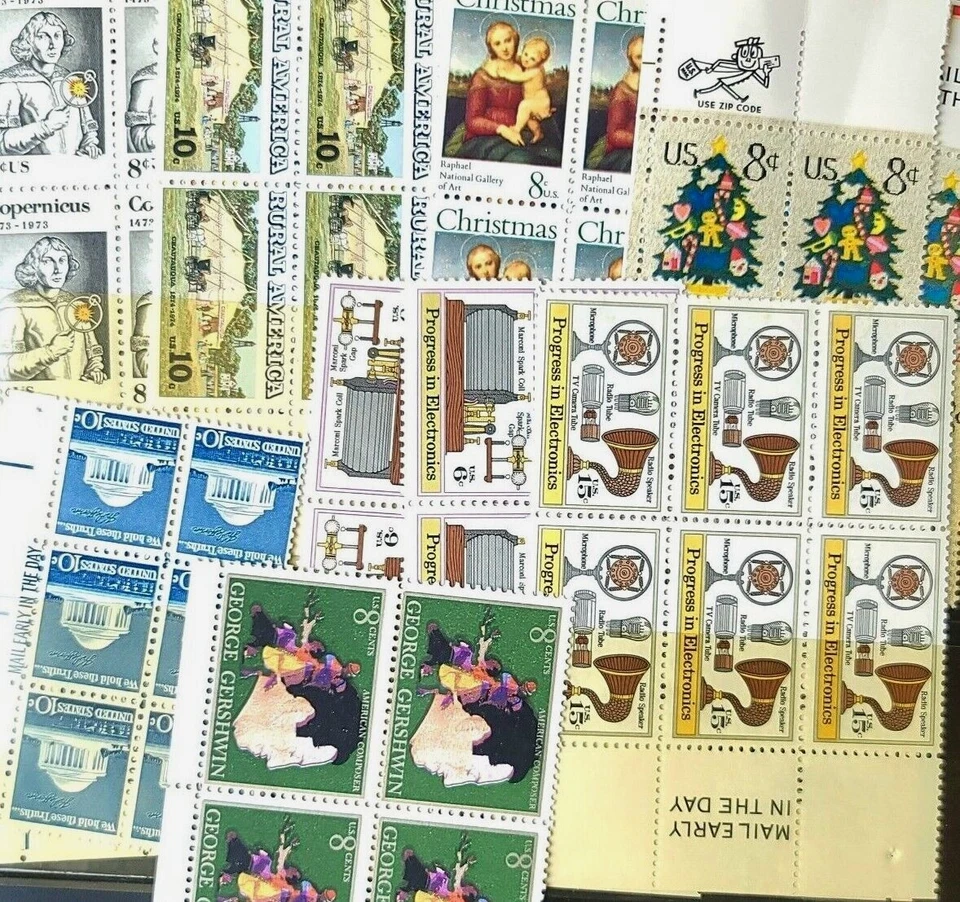 1973 - ¡Elige entre TODOS los bloques conmemorativos tempranos de cremallera y correo! ¡Estampillas de Estados Unidos sin usar! Foto 1 de 1