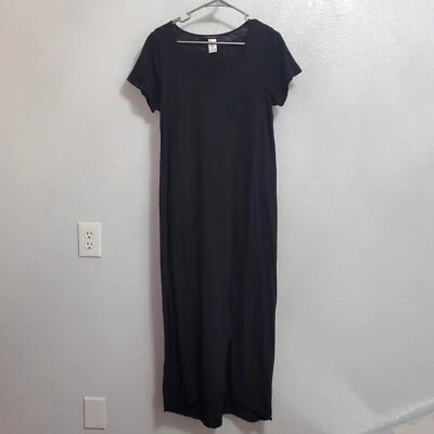Maxi Vestido Fresh Produce Mujer S Negro Algodón Slub Camiseta Bolsillo Frontal Abertura EE. UU. Foto 1 de 4