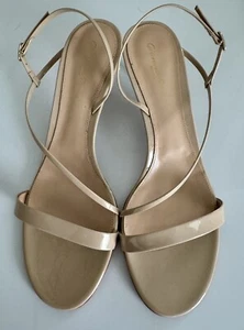 New! Gianvito Rossi Beige Patent Leather Slingback Sandals Size 41 - Picture 1 of 10