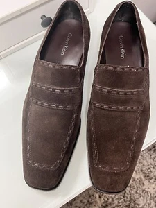 Calvin Klein Mens Gail Brown Suede Loafer Size 10M - Picture 1 of 8