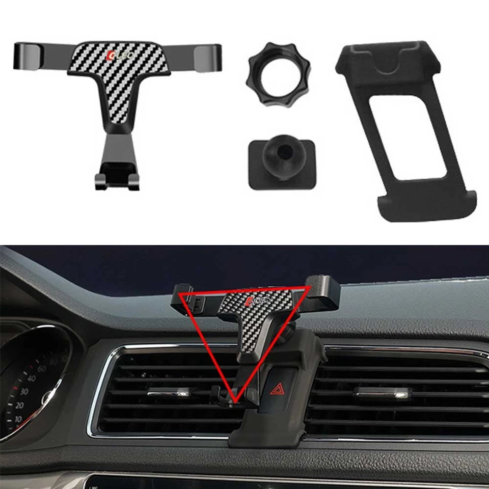 Carbon Fiber Pattern Style Phone Mount Holder Stand w/ AC Clip For 13-18 Audi Q3 - Image 1 of 4