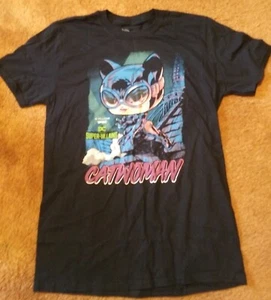 POP Tees DC Super-Villains CATWOMAN Jim Lee Black Graphic T-Shirt Medium EUC - Picture 1 of 6