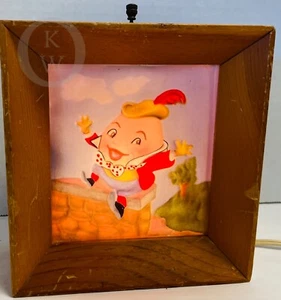 Humpty Dumpty Wooden Frame Plastic Picture Lamp Nightlight Needs to be rewired. - Picture 1 of 9