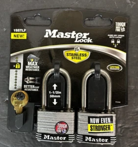 New 2-pack Master Lock 1.75” Stainless Steel Keyed Padlock 1.5” Shackle 1SSTLF - Picture 1 of 2