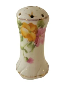 Porta alfiler sombrero vintage pintado a mano floral dorado cerámica - Imagen 1 de 8