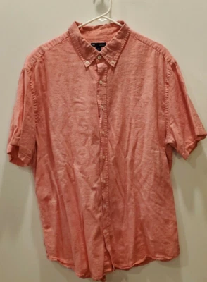 Camisa de manga corta con botones para hombre Gap, talla XL, rojo rosa salmón Foto 1 de 4