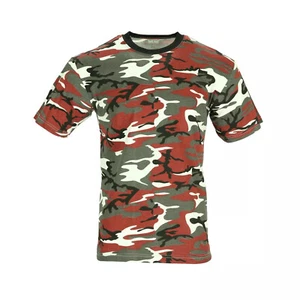 New mens size L red green white black camo t-shirt camouflage MFH with tags - Picture 1 of 6
