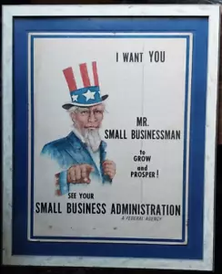 Póster vintage del Tío Sam I Want You Mr pequeño empresario administración de empresas - Imagen 1 de 10