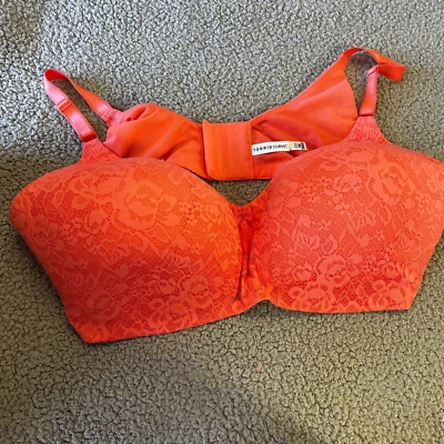 Sutiã Torrid Curve Push Up 46DDD Laranja Floral Sexy Renda - Imagem 1 de 4
