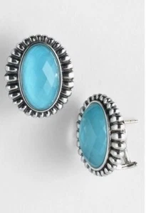 LAGOS VENUS OVAL FLUTED TURQUOISE DOUBLET EARRINGS STERLING SILVER BNWT $695 - Picture 1 of 8