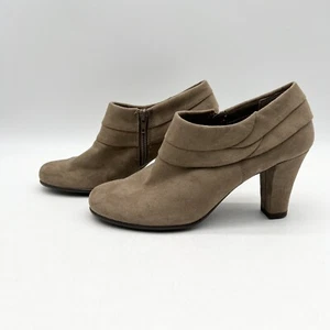 Aerosoles Shoes Heel Boots Starring Role Brown Zip Ankle Booties Size 8.5 New - Picture 1 of 8