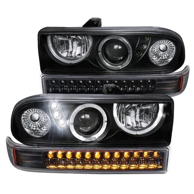 Fits 1998-2004 Chevy S10 Pickup Blazer Halo Projector Headlights+Led Bumper Lamp Foto 1 de 4