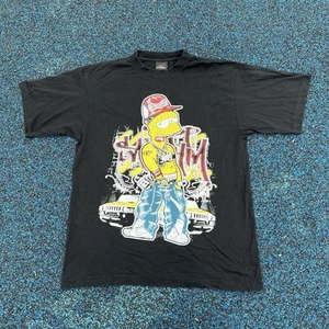 Camiseta De Colección Y2K Bling Hustla Bart Simpson Rap Serie Dorada Camiseta Talla L Negra - Imagen 1 de 3