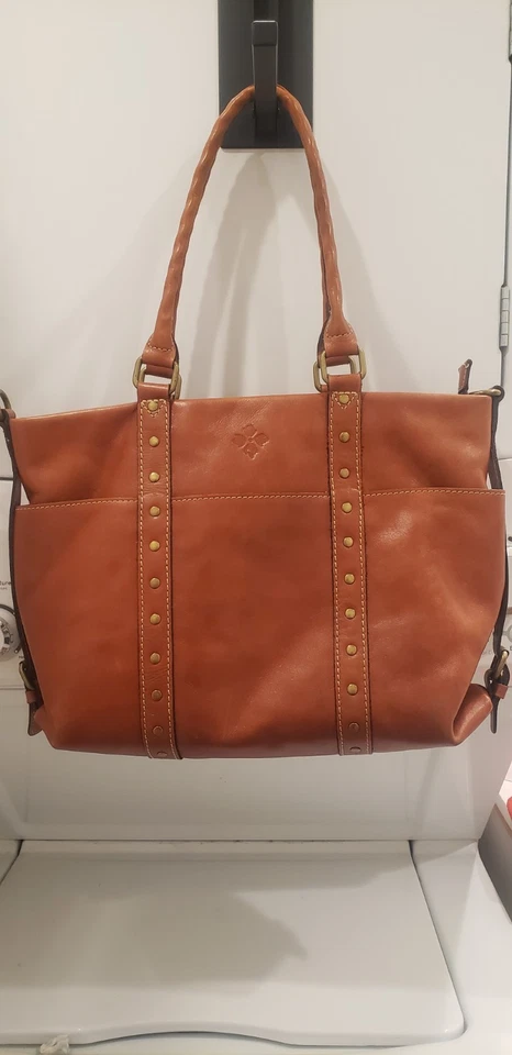 Patricia Nash Carducci Pocket Tan Brown Leather Shoulder Tote Bag Purse - Image 1 of 4
