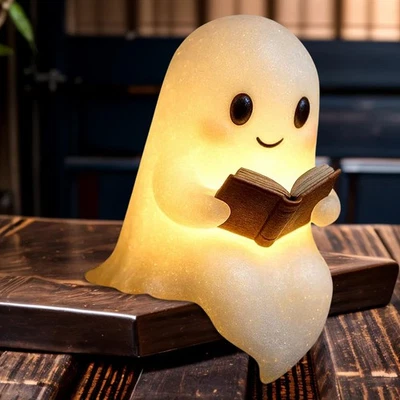 Halloween Ghost Reading Book Lamp, Cute LED Night Light for Book Lovers Gift UK