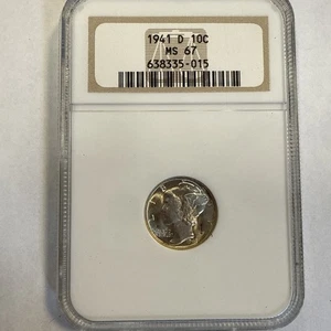 1941 - D  MERCURY DIME NGC MS-67 - Picture 1 of 4