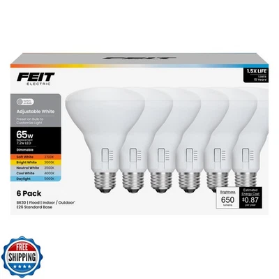 Feit Electric BR30 LED Flood Light Bulb, 65W Equivalent, Dimmable, 5CCT, Adju - Image 1 of 4