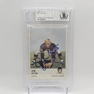 1961 Fleer Jim Otto Oakland Raiders Beckett Authentic Auto Rookie #197 9968 - Picture 1 of 2