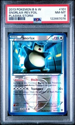 SNORLAX 101/135 PSA 8 PLASMA STORM REVERSE HOLO POKEMON CARD ENGLISH - Image 1 of 2