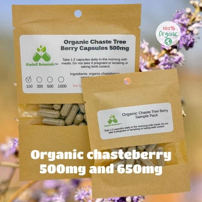 Organic Chaste Tree Berry (Vitex agnus-castus) 500mg and 650mg vegetarian - Image 1 of 4