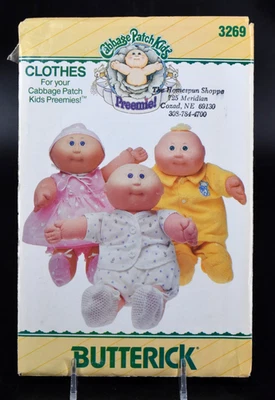 CABBAGE PATCH KIDS Butterick Pattern #3269 CUT Preemie Jumpsuit Dress 1985 - Image 1 of 3