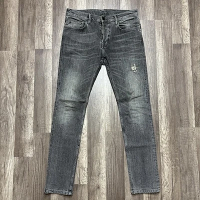 Pantalones de mezclilla All Saints Cigarette para hombre 33 ajustados gris piedra desgastados elásticos Foto 1 de 4