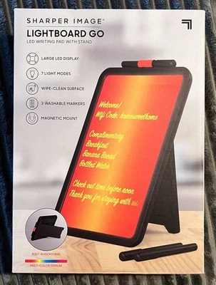 Sharper Image LightBoard LED Writing Pad with Stand Multi Color Display - Image 1 of 2