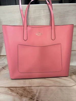 Kate Spade Staci Peachy Pink Saffiano Leather Tote Bag Shoulder Purse Large - Image 1 of 4