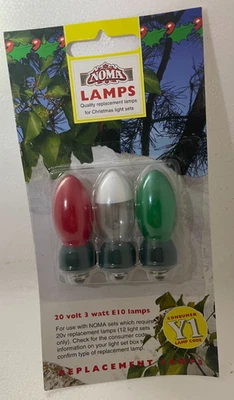 1 pack 3 NOS NEW Noma xmas christmas tree olive light bulbs 20 V 3 W E10 Y1 code - Image 1 of 2