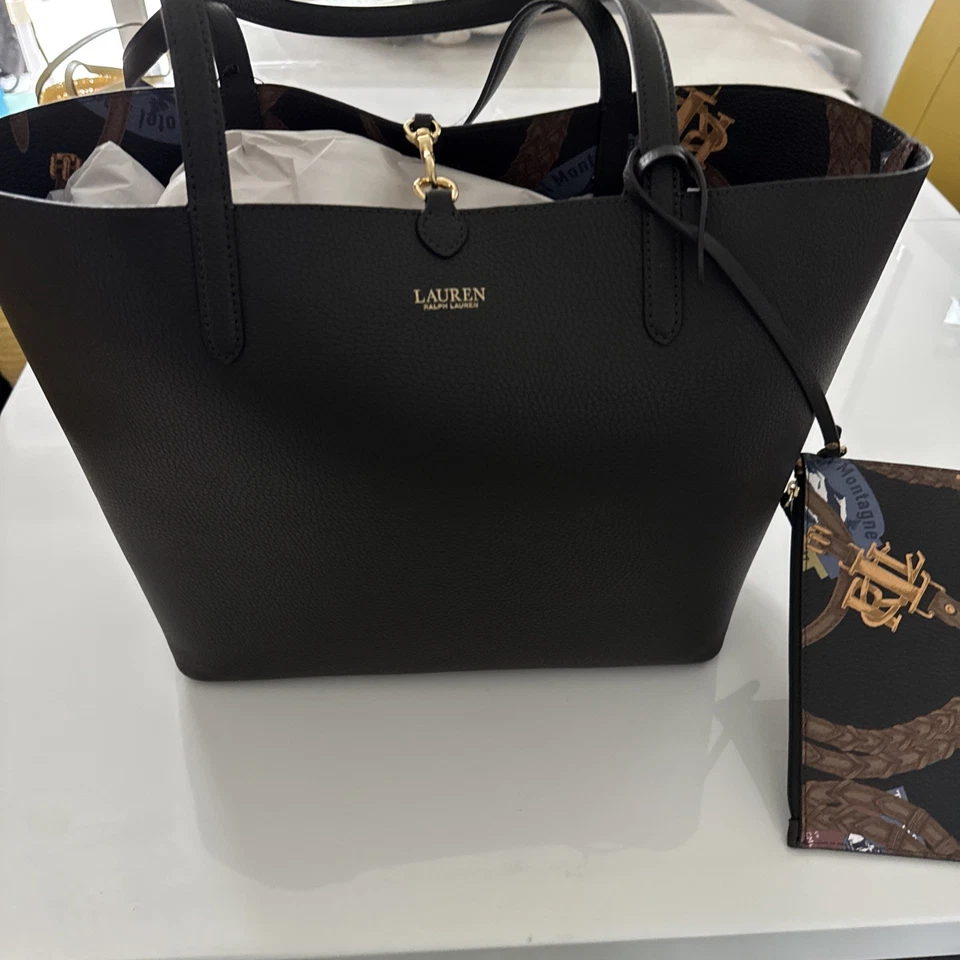 LAUREN RALPH LAUREN Green Faux Leather Reversible Tote Bag Purse BNWT RRP £219 - Image 1 of 4