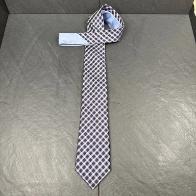 Corbata Tommy Hilfiger púrpura a cuadros para hombre 100 % seda 60 x 3,25 Foto 1 de 4