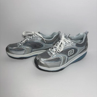 斯凯奇 Shape-Ups 色调鞋灰色银色浅蓝色女式 8.5 码 SN 12320 — 第 1/4 张图片