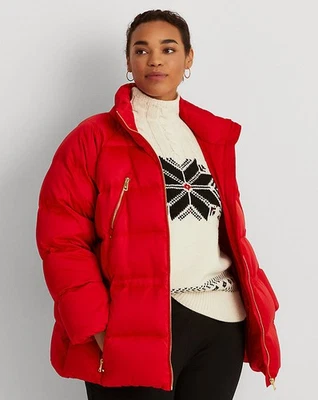 Polo Ralph Lauren Satin Down Lauren Woman Puffer Jacket - Lipstick Red  Size 3X - Image 1 of 4
