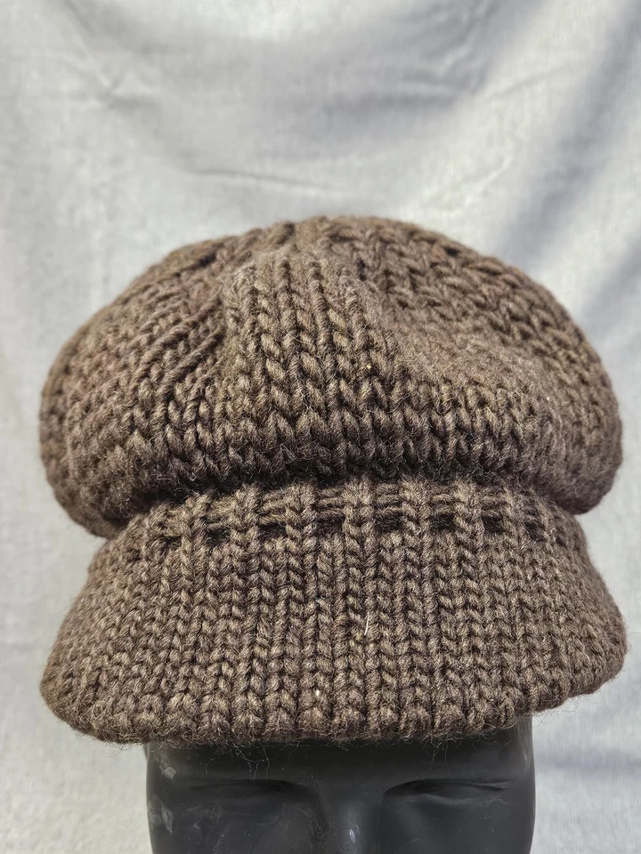 Fratelli Talli Hat Newsboy Fitted Womens One Size Brown Knit Visor Made Italy - Image 1 of 4