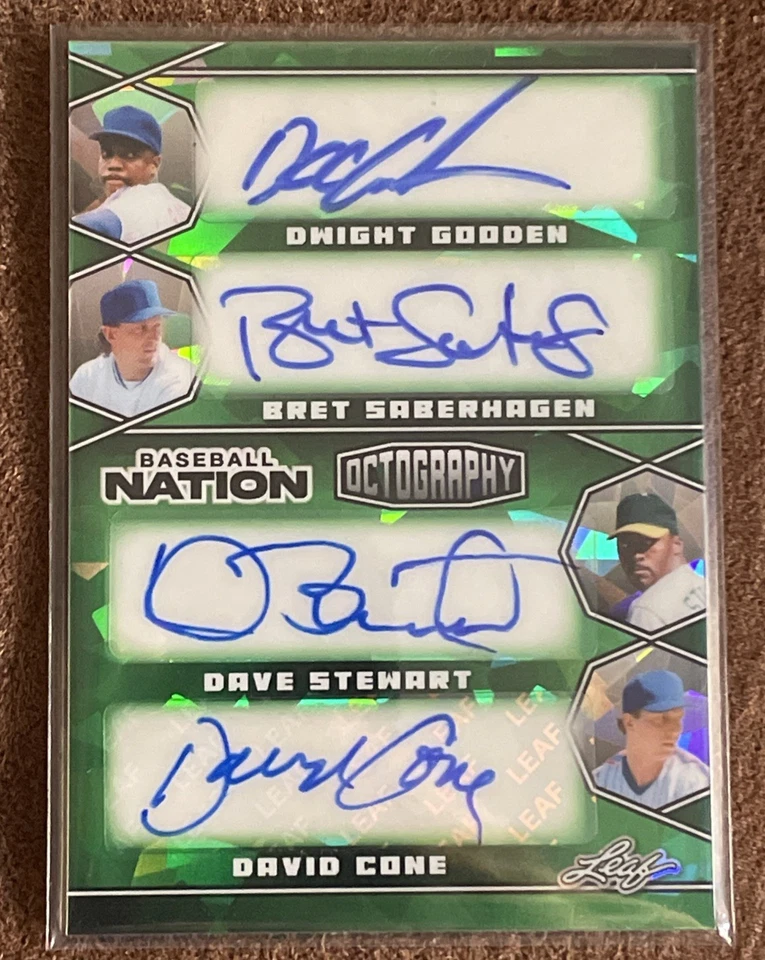 Leaf Baseball Nation 2025 #O-5 Gooden, Saberhagen, Stewart Octography Auto 1/1🔥 Foto 1 de 3