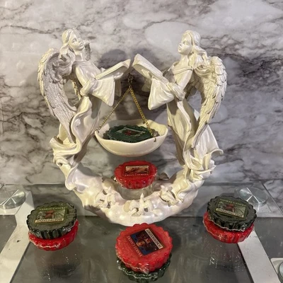 Yankee Candle Wax Calentador Doble Blanco Angel Doves Tealight Quemador Soporte Navidad Foto 1 de 4