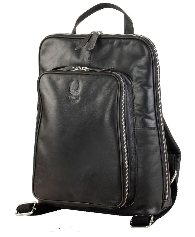 HANDMADE Rucksack Damen Leder Rucksack Freitag Backpack University Schwarz - Bild 1 von 4