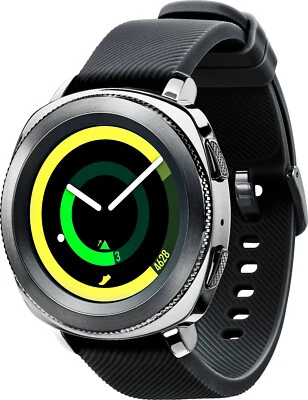 Banda de silicona negra Samsung Gear Sport 44,6 mm con 8 bandas adicionales (pantalla rayada) Foto 1 de 4