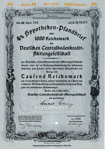 Hipoteka list zastawny 1000 marek rzeszy. schoeniger-notgeld - Zdjęcie 1 z 2