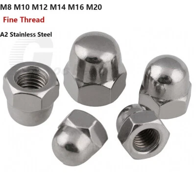 Hutmutter Feingewinde Edelstahl DIN 1587 hohe Form A2 V2A Muttern M8 M10 - M20 - Bild 1 von 4