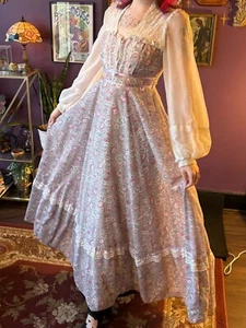 Vintage GUNNE SAX  pale indigo/purple prairie boho wedding cottage core size 13 - Picture 1 of 14