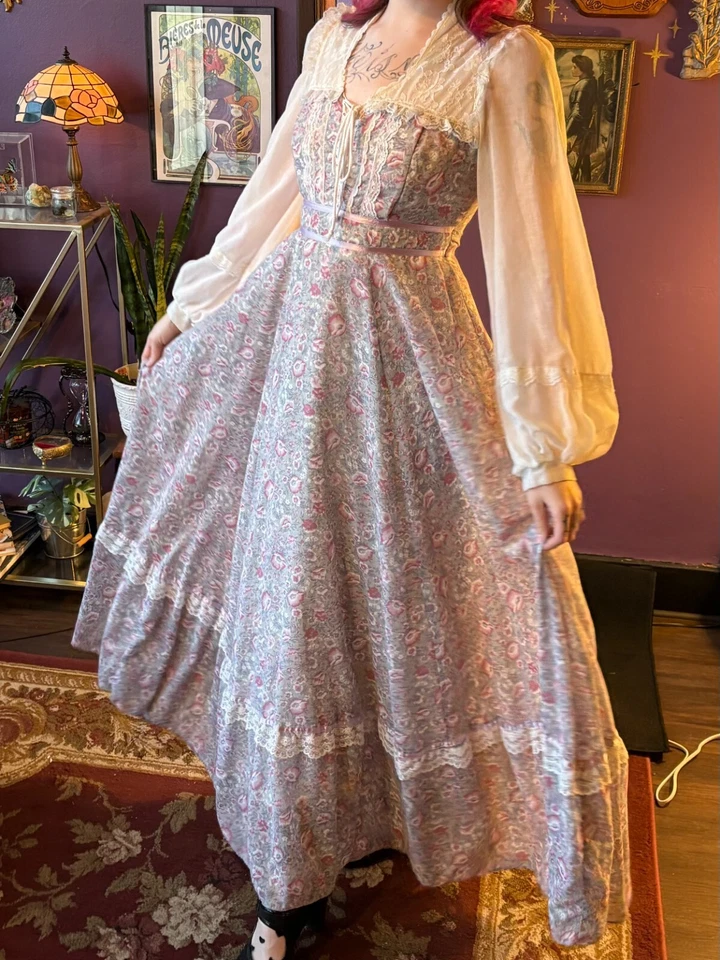 Vintage GUNNE SAX pálido índigo/púrpura pradera boho boda casa núcleo talla 13 Foto 1 de 4