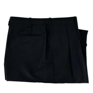 Corbin Pleated Front 120's Worsted Wool Gabardine Trouser in Black - Picture 1 of 1