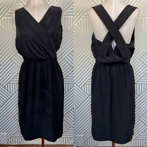 Derek Lam 10 Crosby Black Silk Criss Cross Back Sleeveless Midi Dress Size 4 - Picture 1 of 8