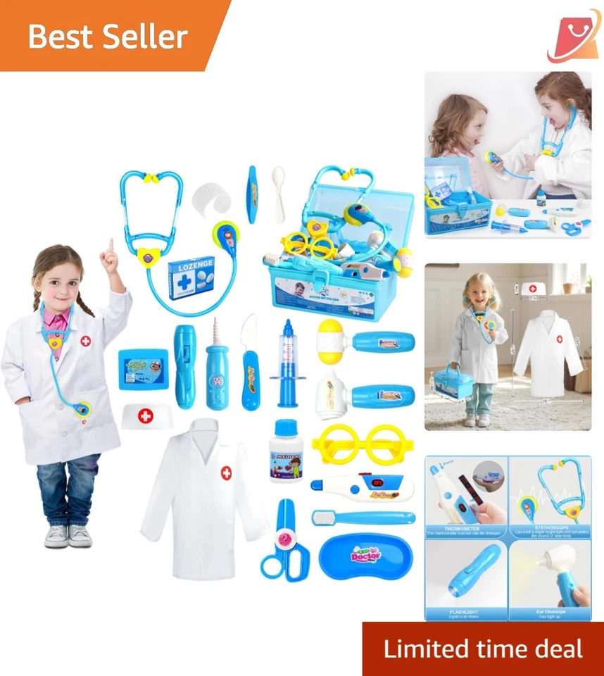 Doctor Kits for Kids W Stethoscope Medical Set Toys Coat Indoor Family Games Dre