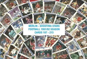 MERLIN - SHOOTING STARS 1991/92 FOOTBALL CARDS 107 - 213 Pick Your Cards (OF02) - Picture 1 of 98
