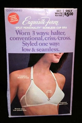 36C VTG 70s NOS BRA 3-Way HALTER Plunge Stretch Lo-Back Exquisite Form P3260 36 - Image 1 of 4