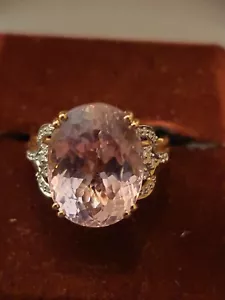 18k Gold Lorique Ring Pink Kunzite & Diamond 11.62ct Size N/O FREE UK POSTAGE - Picture 1 of 11