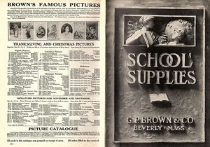 School Supplies Books Aids for Teachers Vtge Catalog G.P. Brown & Co Beverly MA - Imagen 1 de 9